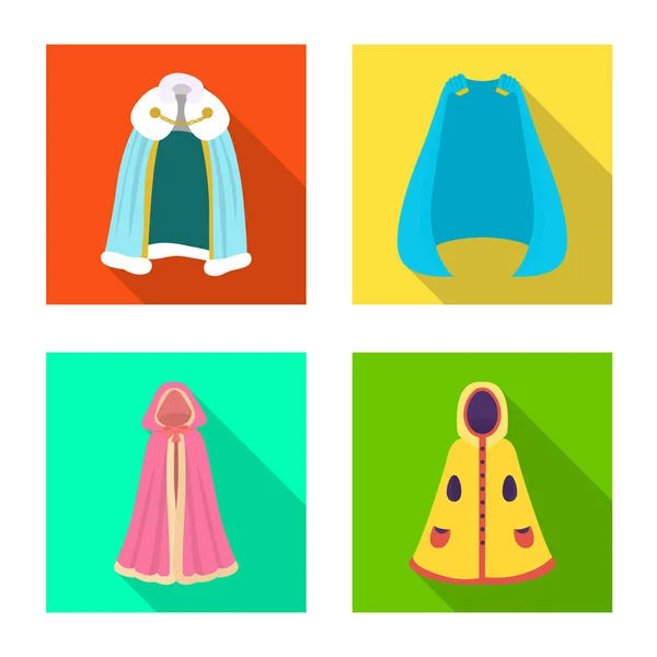 Ilustración vectorial del icono de material y ropa. Colección de material e icono de vectores de prendas de vestir para stock . — Vector de stock