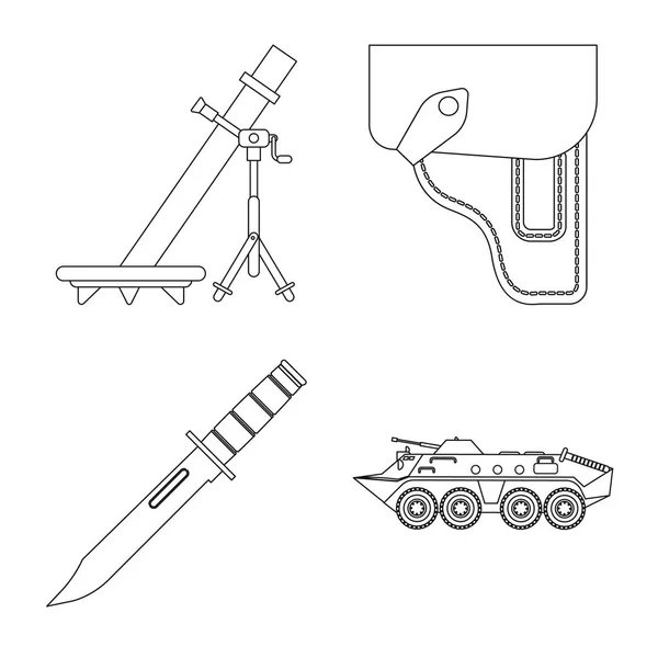 Vector design a fegyvert, és fegyvert jele. Gyűjtemény a fegyver és a hadsereg vektor ikon készlet. — Stock Vector