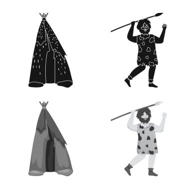 Evrimin izole nesnesi ve neolitik logo. Web için evrim ve ilkel stok sembolü seti.