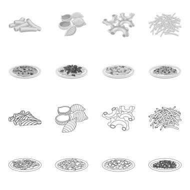 Makarna ve karbonhidrat simge vektör Illustration. Hisse senedi için makarna makarna ve vektör simge kümesi.