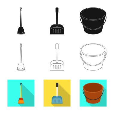 Temizlik ve ev işareti vektör tasarımı. Temizleme ve yıkama stok vektör illüstrasyon toplama.