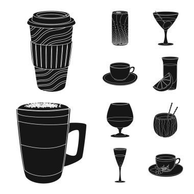 Vector illustration of drink and bar logo. Collection of drink and party stock symbol for web. clipart
