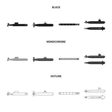 Savaş ve gemi logo vektör tasarımı. Savaş ve hisse senedi için filo vektör simge kümesi.