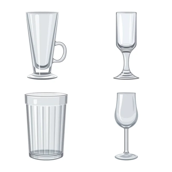 Objeto isolado de pratos e logotipo do recipiente. Conjunto de pratos e ícone de vetor de vidro para estoque . — Vetor de Stock