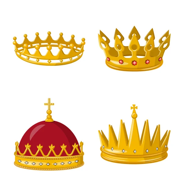 Diseño vectorial de la monarquía y el icono de oro. Conjunto de monarquía e ícono vectorial heráldico para stock . — Archivo Imágenes Vectoriales