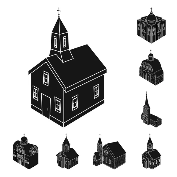 Diseño vectorial del icono de la parroquia y la fe. Colección de ilustración de vectores parroquiales y de edificios . — Vector de stock