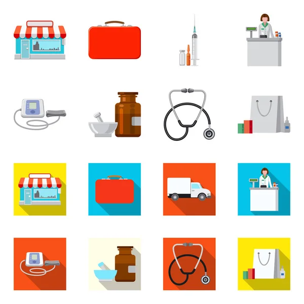 Diseño vectorial de farmacia y símbolo del hospital. Conjunto de farmacia y símbolo de stock de negocio para web . — Archivo Imágenes Vectoriales