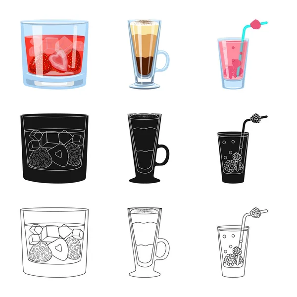 Σχεδιασμός διανύσματος του λογοτύπου του ποτού και του εστιατορίου. Σύνολο εικονογράφησης για το ποτό και τα συστατικά. — Διανυσματικό Αρχείο