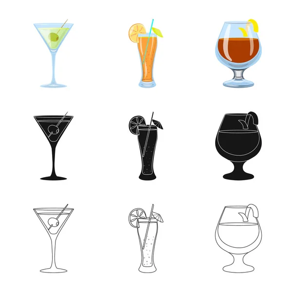 Projeto vetorial de bebida e sinal de restaurante. Coleta de licor e ingrediente estoque símbolo para web . — Vetor de Stock