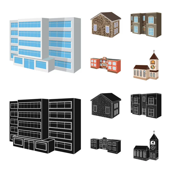 Isoliertes Objekt der Fassade und des Wohnlogos. Fassaden- und Infrastrukturvektorsymbole für Aktien. — Stockvektor