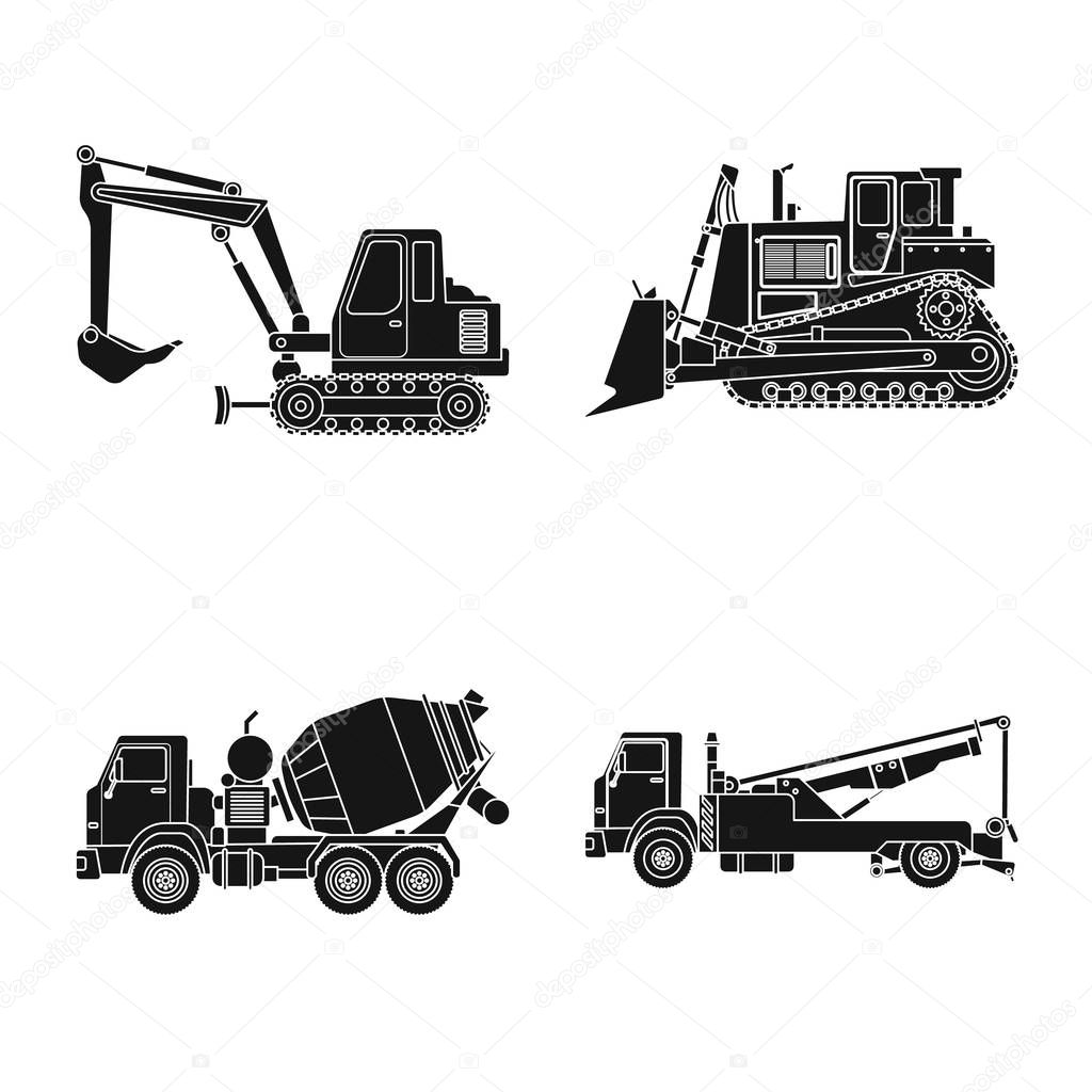 Isolated object of build and construction sign. Set of build and machinery vector icon for stock.