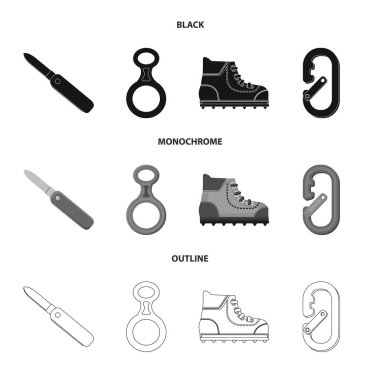 Dağcılık ve tepe simge vektör tasarımı. Kamp ve dağcılık Topluluğu web için hisse senedi simgesi.