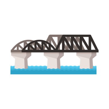 Köprü ve nehir sembolü vektör illüstrasyon. Stok lar için köprü ve demiryolu vektör simgesi kümesi.