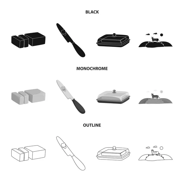 Vektor illustration av krämig och produkten tecken. Uppsättning av krämig och gård aktiesymbol för webben. — Stock vektor