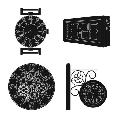 Saat ve saat sembol yalıtılmış nesne. Web için saat ve daire hisse senedi simgesi kümesi.