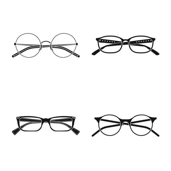 Ilustración vectorial de gafas y logotipo del marco. Conjunto de gafas y accesorio icono vectorial para stock . — Vector de stock