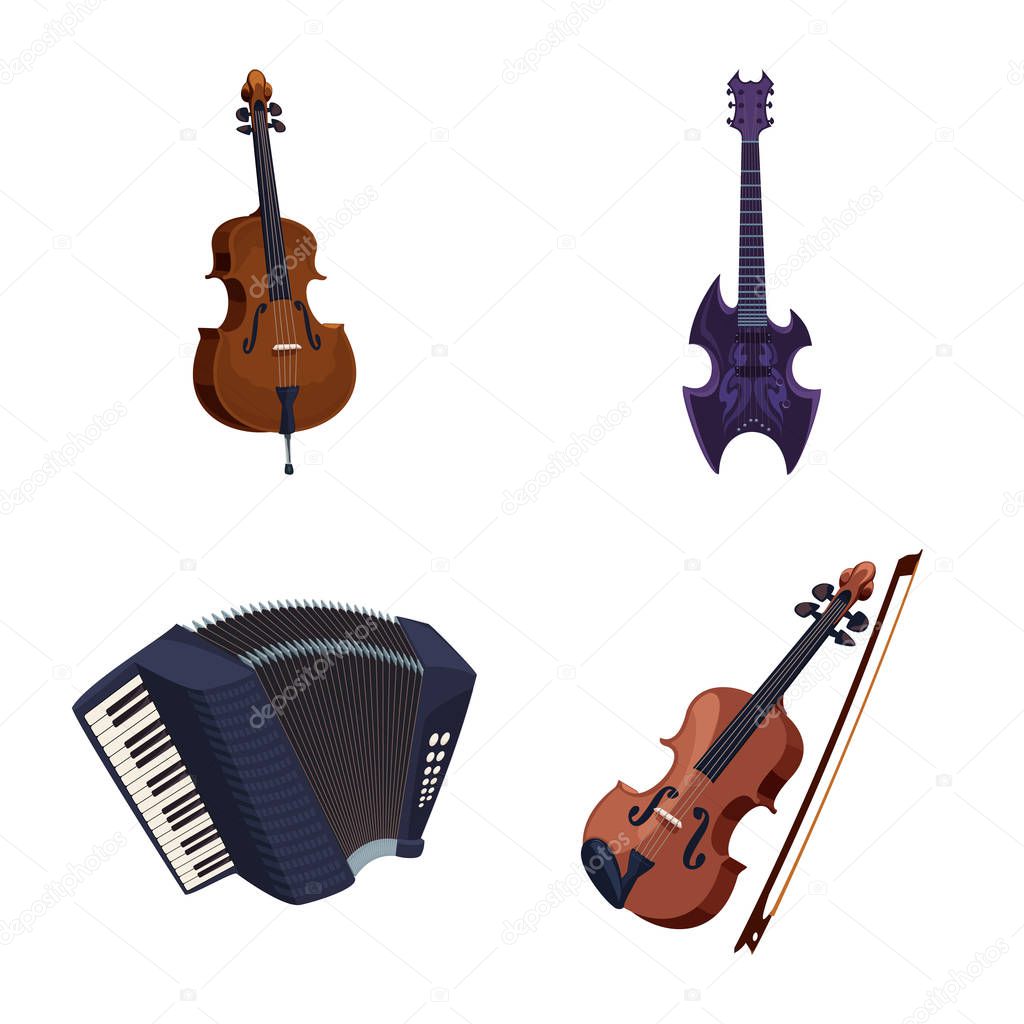 Vector design of music and tune sign. Set of music and tool vector icon for stock.
