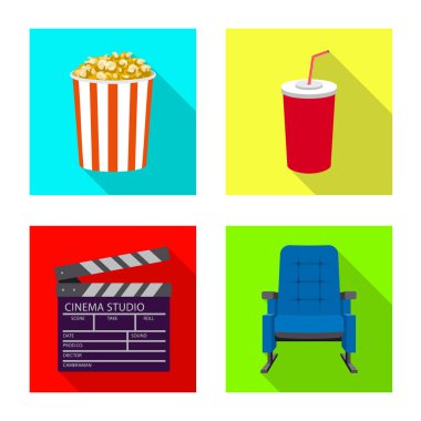 Televizyon ve işareti filme yalıtılmış nesne. Televizyon ve hisse senedi vektör çizim ile ilgilenen koleksiyonu.