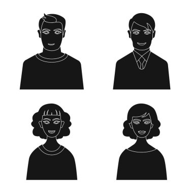 Vektör Illustration fotoğraf ve karakter simgesi. Fotoğraf ve yüz stok vektör çizim koleksiyonu.