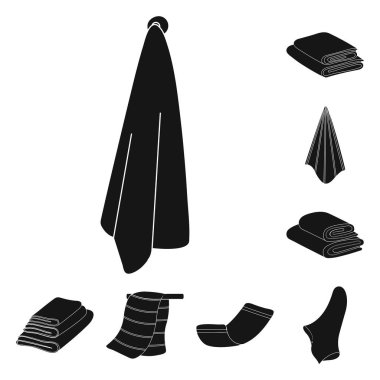 Tekstil ve ev sembolü izole nesne. Tekstil ve plaj stok vektör illüstrasyon koleksiyonu.