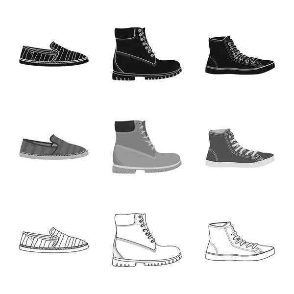 Vektoros illusztráció cipő és lábbeli jele. Gyűjteménye cipő- és vektor stock illusztráció. — Stock Vector