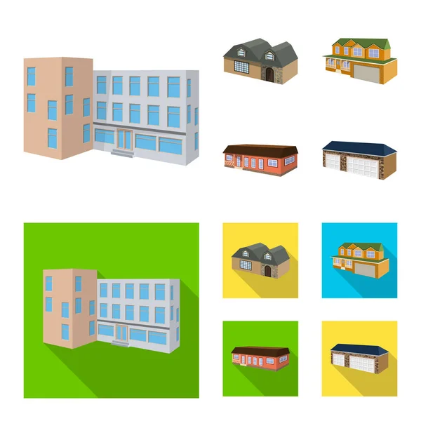 Vektorillustration von Fassade und Hausschild. Fassaden- und Infrastruktur-Vektor-Illustration. — Stockvektor