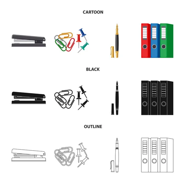 Vector illustration of office and supply symbol. Set of office and school stock symbol for web. — Stock Vector