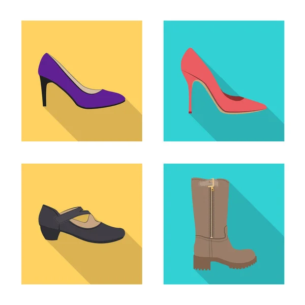 Illustration vectorielle de chaussures et icône femme. Collection de chaussures et pied stock symbole pour la toile . — Image vectorielle