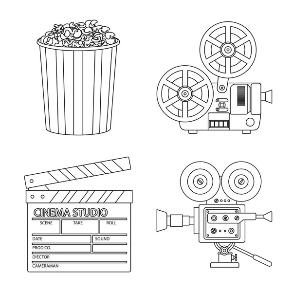 电影摄影和工作室标志的矢量设计。电影摄影和娱乐矢量图标的收集股票. — 图库矢量图片