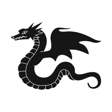 Ejderha ve kuyruk işareti vektör tasarımı. Web için ejderha ve canavar stok sembolü Koleksiyonu.