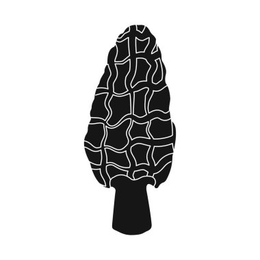 Morel ve mantar sembolü izole nesne. Stok için morel ve vejetaryen vektör simgesi seti.