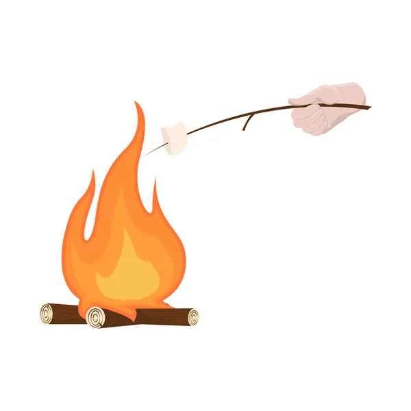 Vector design of campfire and marshmallow sign. Set of campfire and bonfire vector icon for stock. — Stock Vector