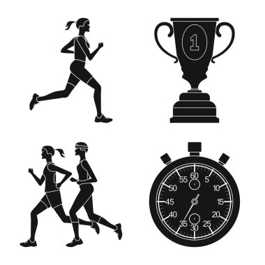 Sağlık ve fitness simge vektör Illustration. Web için sağlık ve sprint hisse senedi simgesi kümesi.