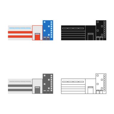 Fabrika ve fabrika işareti vektör illüstrasyon. Web için fabrika ve kentsel stok sembolü seti.
