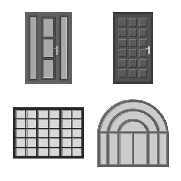 Objeto isolado de porta e sinal frontal. Conjunto de porta e símbolo de estoque de madeira para web . — Vetor de Stock