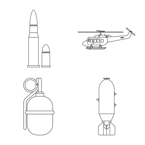 무기 및 총 로고의 벡터 디자인입니다. 주식에 대 한 무기와 군대 벡터 아이콘 세트. — 스톡 벡터