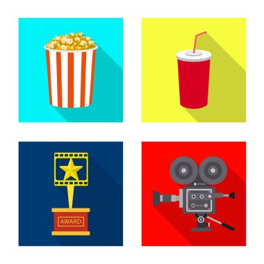 Televizyon ve işareti filme vektör çizimi. Televizyon ve hisse senedi için vektör simge görüntüleme kümesi.