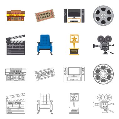 Televizyon ve işareti filme vektör çizimi. Televizyon ve hisse senedi vektör çizim ile ilgilenen.