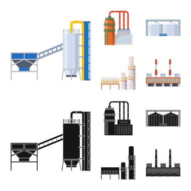 Üretim ve yapı işareti izole nesne. Üretim ve teknoloji stok vektör çizim seti.