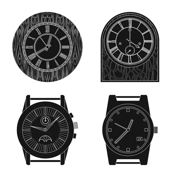 Objeto aislado de reloj y símbolo de tiempo. Colección de reloj y círculo símbolo de stock para la web . — Vector de stock