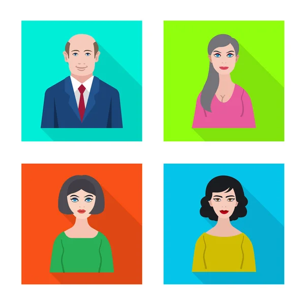 Objeto aislado de perfil y signo de retrato. Conjunto de perfil y profesión icono vectorial para stock . — Vector de stock