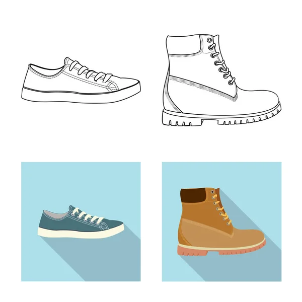 Illustration vectorielle du symbole chaussure et chaussures. Collection de chaussures et icône vectorielle pied pour stock . — Image vectorielle