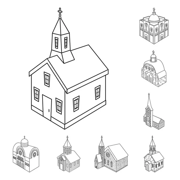 Objeto aislado de arquitectura e icono del edificio. Colección de arquitectura y clero símbolo de stock para la web . — Vector de stock