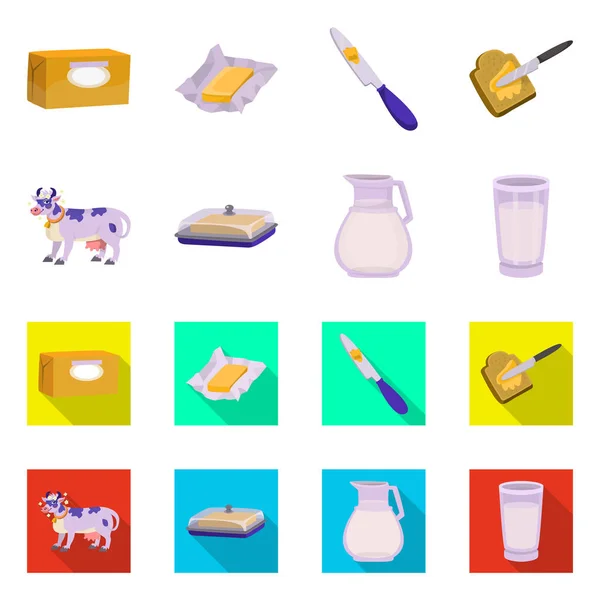 奶油和产品徽标的独立对象。奶油和农场种群向量的汇集例证. — 图库矢量图片