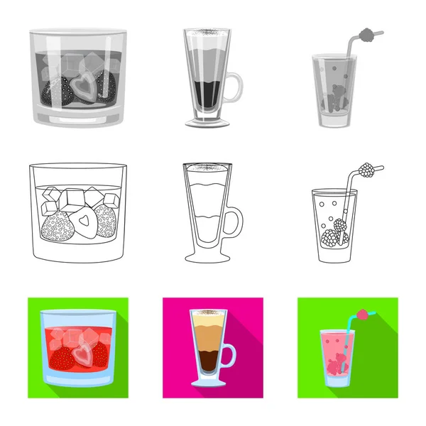 Ilustração vetorial de bebida e símbolo de restaurante. Conjunto de licor e ingrediente estoque símbolo para web . — Vetor de Stock
