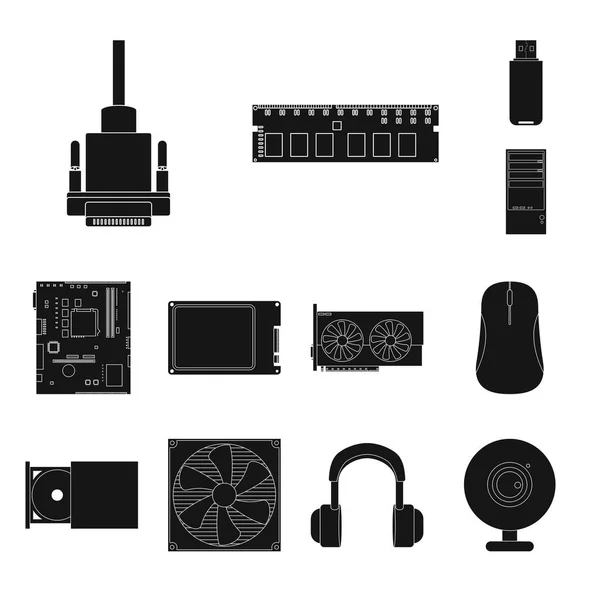 Diseño vectorial del icono de Internet y electrónica. Conjunto de ilustración de vectores de stock de Internet y hardware . — Vector de stock