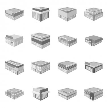 Konstrüksiyon ve vitrin logosu vektör illüstrasyon. Stok lar için inşaat ve mimari vektör simgesi kümesi.