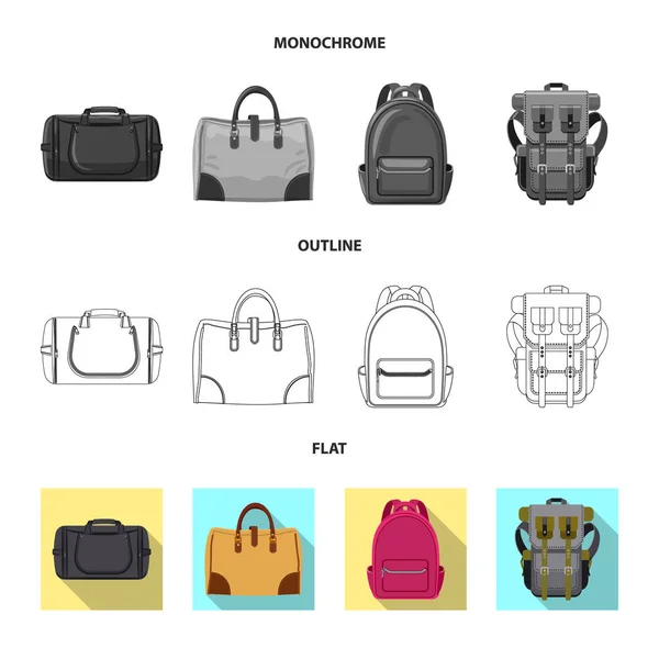 Illustration vectorielle de la valise et du panneau de bagages. Ensemble de valise et symbole de stock de voyage pour le web . — Image vectorielle