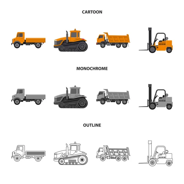 Illustrazione vettoriale del simbolo di costruzione e costruzione. Raccolta del simbolo di costruzione e parco macchine per il web . — Vettoriale Stock