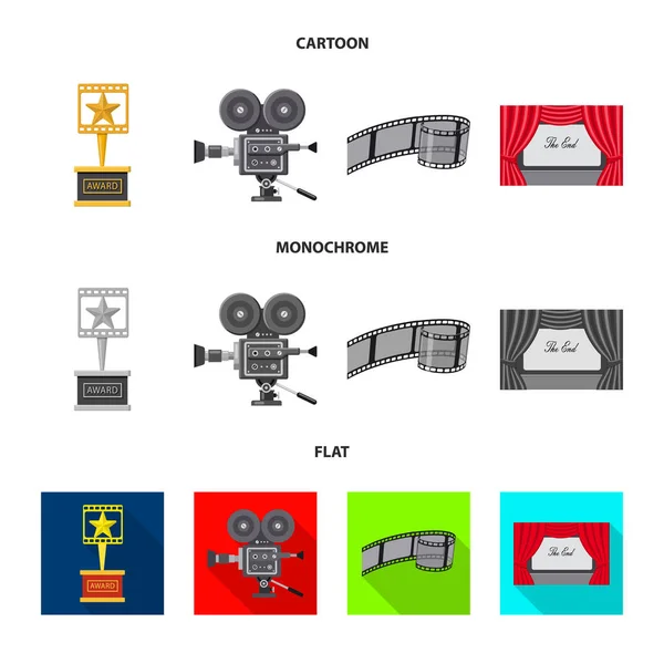 Oggetto isolato della televisione e delle riprese icona. Raccolta di televisione e visualizzazione stock symbol per il web . — Vettoriale Stock